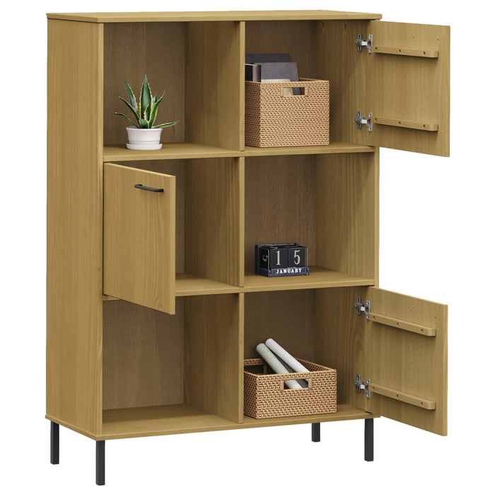 Libreria con Gambe Metallo Marrone 90x35x128,5 cm Massello OSLO 351012