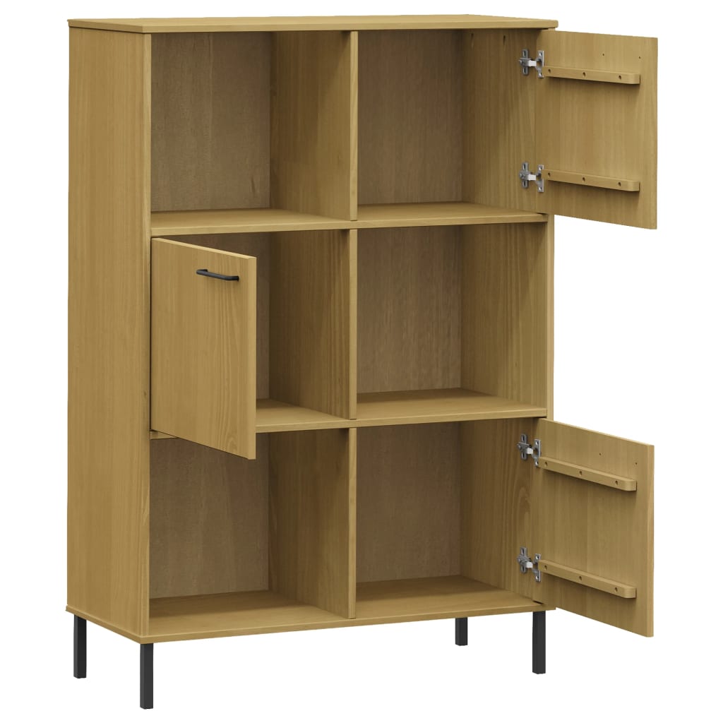 Libreria con Gambe Metallo Marrone 90x35x128,5 cm Massello OSLO 351012