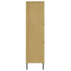 Libreria con Gambe Metallo Marrone 90x35x128,5 cm Massello OSLO 351012