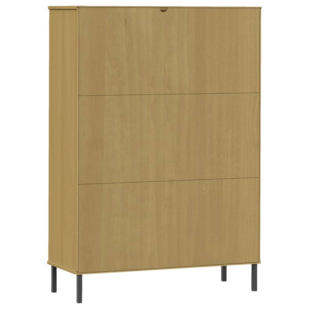 Libreria con Gambe Metallo Marrone 90x35x128,5 cm Massello OSLO 351012