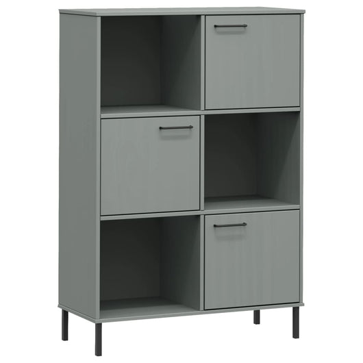 Libreria con Gambe Metallo Grigio 90x35x128,5 cm Massello OSLO 351013
