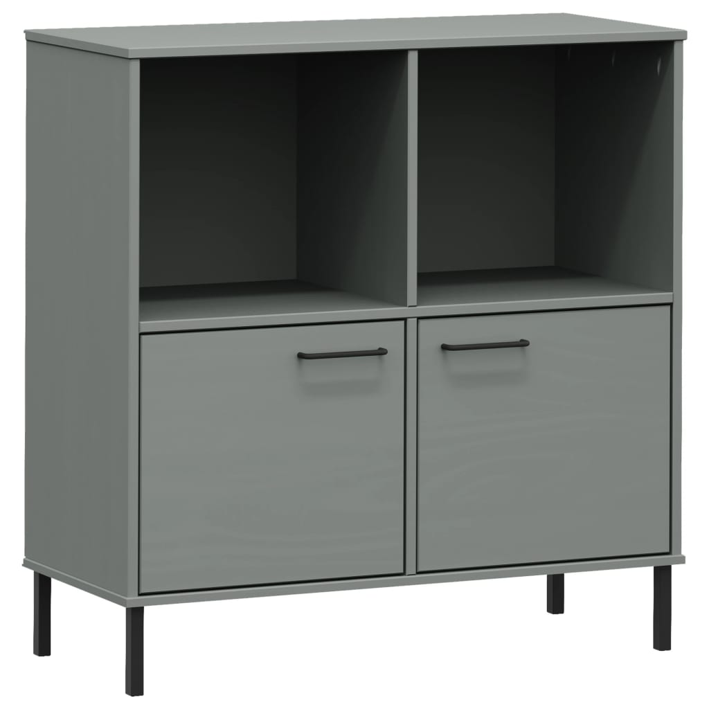 Libreria Gambe Metallo Grigio 90x35x90,5 cm Legno Massello OSLO 351016