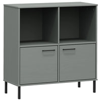 Libreria Gambe Metallo Grigio 90x35x90,5 cm Legno Massello OSLO 351016