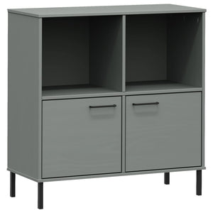 Libreria Gambe Metallo Grigio 90x35x90,5 cm Legno Massello OSLO 351016