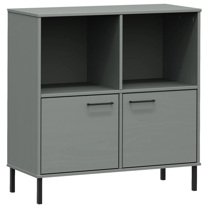 Libreria Gambe Metallo Grigio 90x35x90,5 cm Legno Massello OSLO 351016