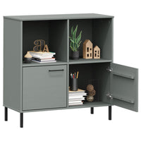 Libreria Gambe Metallo Grigio 90x35x90,5 cm Legno Massello OSLO 351016