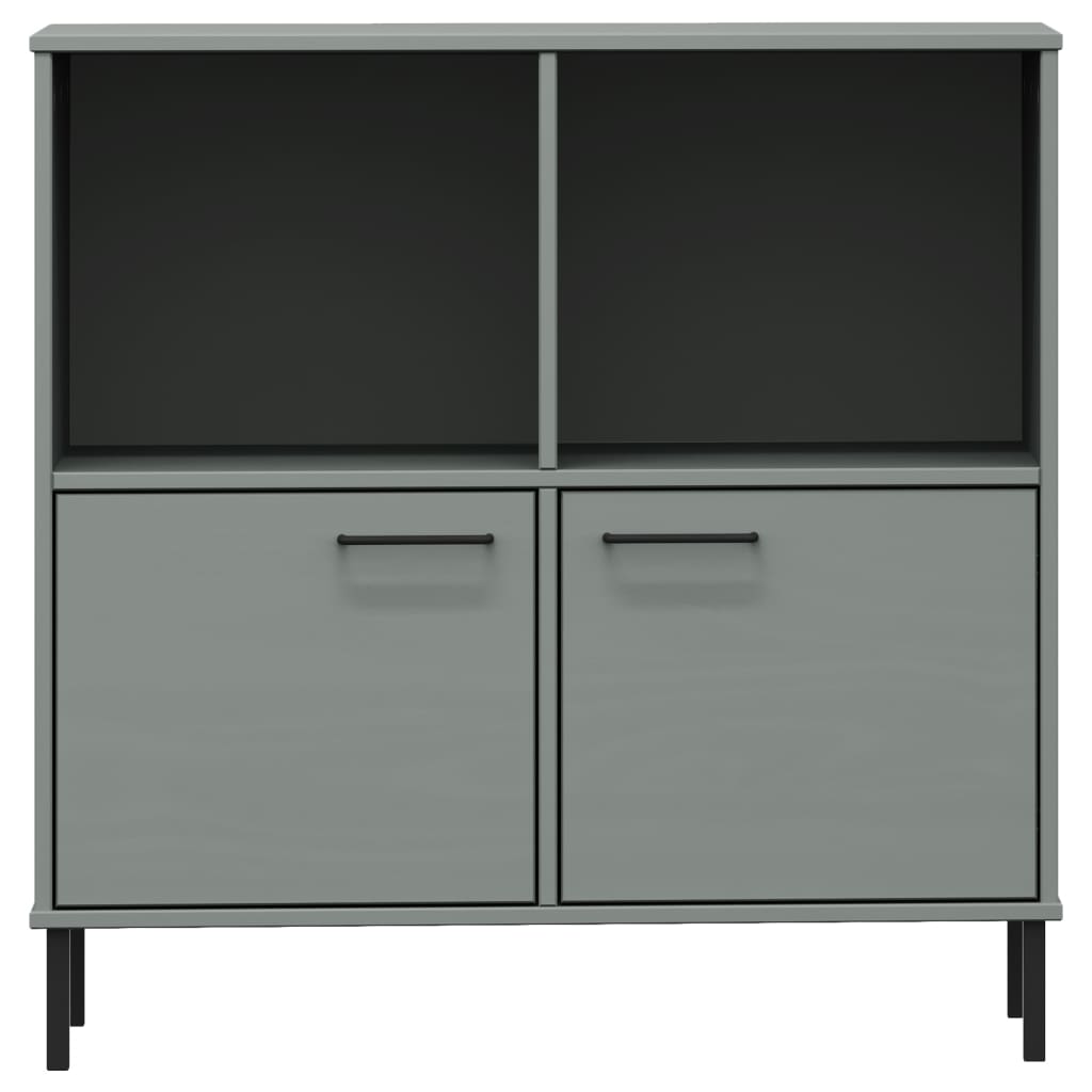 Libreria Gambe Metallo Grigio 90x35x90,5 cm Legno Massello OSLO 351016