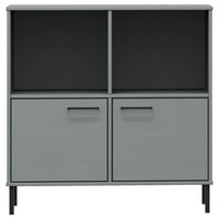 Libreria Gambe Metallo Grigio 90x35x90,5 cm Legno Massello OSLO 351016