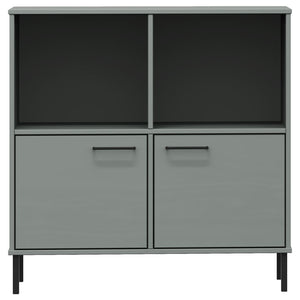Libreria Gambe Metallo Grigio 90x35x90,5 cm Legno Massello OSLO 351016