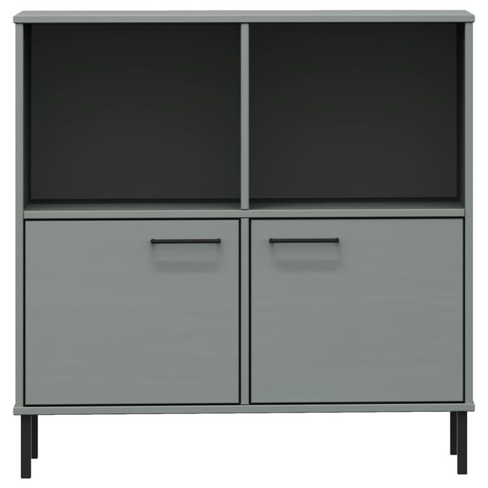 Libreria Gambe Metallo Grigio 90x35x90,5 cm Legno Massello OSLO 351016