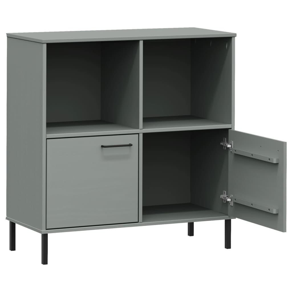 Libreria Gambe Metallo Grigio 90x35x90,5 cm Legno Massello OSLO 351016
