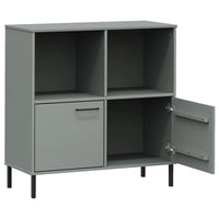 Libreria Gambe Metallo Grigio 90x35x90,5 cm Legno Massello OSLO 351016