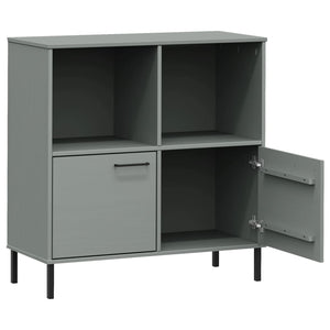 Libreria Gambe Metallo Grigio 90x35x90,5 cm Legno Massello OSLO 351016