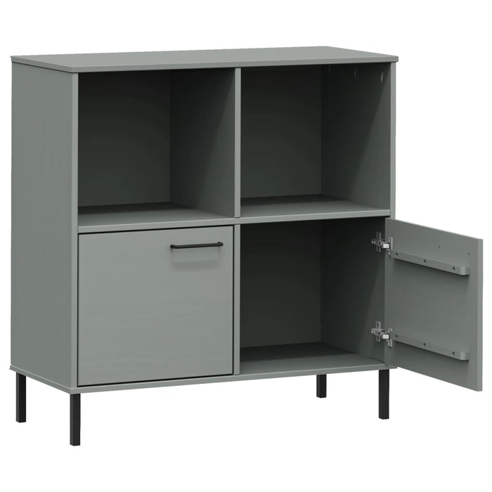 Libreria Gambe Metallo Grigio 90x35x90,5 cm Legno Massello OSLO 351016