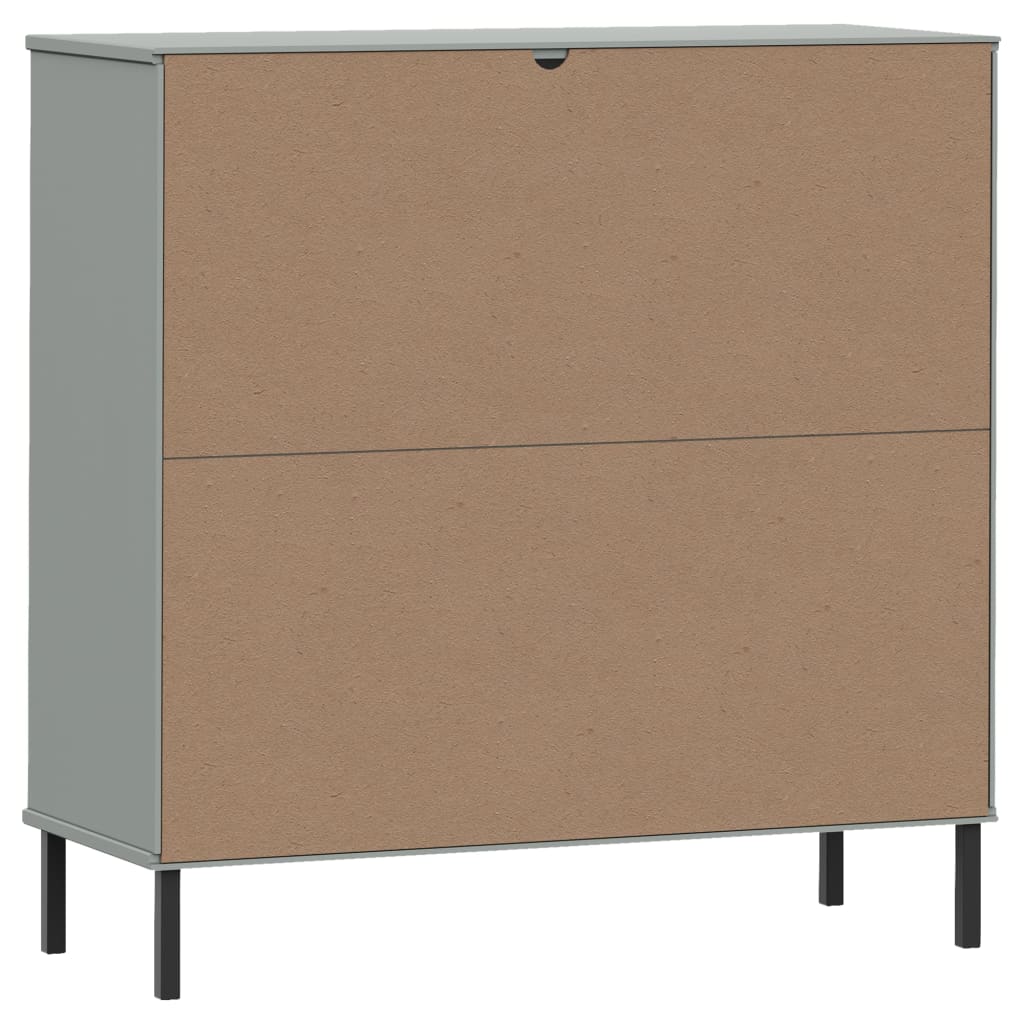 Libreria Gambe Metallo Grigio 90x35x90,5 cm Legno Massello OSLO 351016