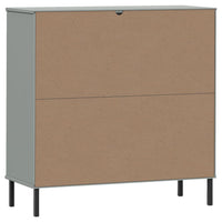 Libreria Gambe Metallo Grigio 90x35x90,5 cm Legno Massello OSLO 351016