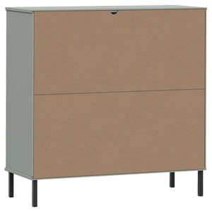 Libreria Gambe Metallo Grigio 90x35x90,5 cm Legno Massello OSLO 351016