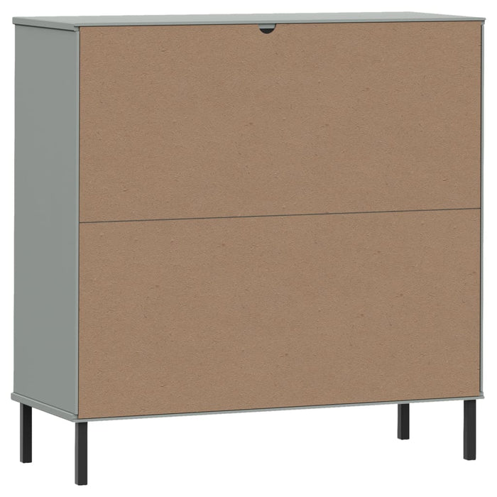 Libreria Gambe Metallo Grigio 90x35x90,5 cm Legno Massello OSLO 351016