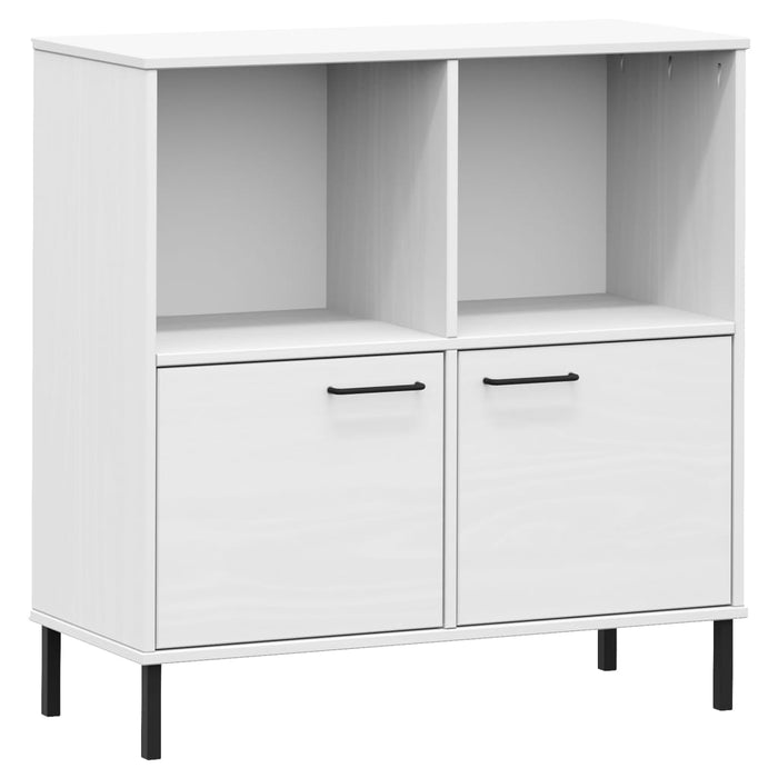 Libreria Gambe Metallo Bianco 90x35x90,5 cm Legno Massello OSLO 351017