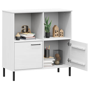 Libreria Gambe Metallo Bianco 90x35x90,5 cm Legno Massello OSLO 351017