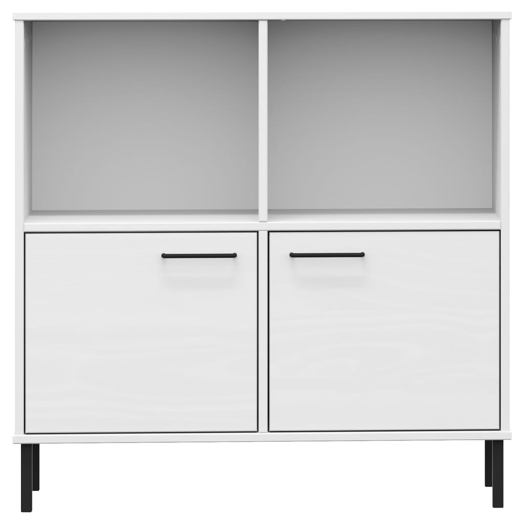 Libreria Gambe Metallo Bianco 90x35x90,5 cm Legno Massello OSLO 351017