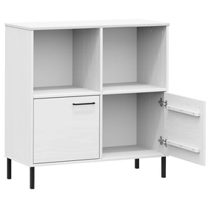 Libreria Gambe Metallo Bianco 90x35x90,5 cm Legno Massello OSLO 351017