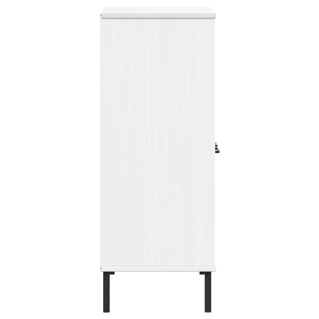 Libreria Gambe Metallo Bianco 90x35x90,5 cm Legno Massello OSLO 351017