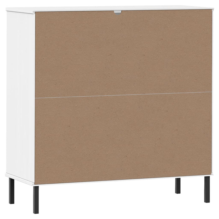 Libreria Gambe Metallo Bianco 90x35x90,5 cm Legno Massello OSLO 351017
