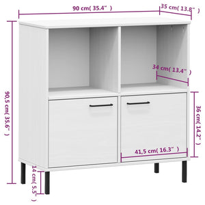 Libreria Gambe Metallo Bianco 90x35x90,5 cm Legno Massello OSLO 351017