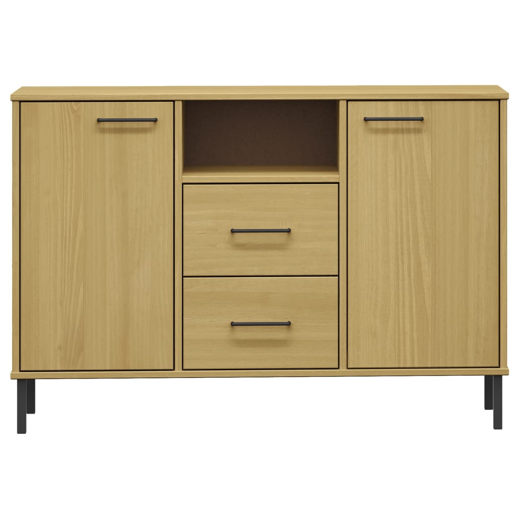 Credenza Gambe Metallo Marrone 113x40x77 cm Legno Massello OSLO 351018