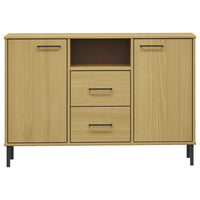 Credenza Gambe Metallo Marrone 113x40x77 cm Legno Massello OSLO 351018