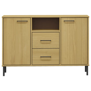 Credenza Gambe Metallo Marrone 113x40x77 cm Legno Massello OSLO 351018