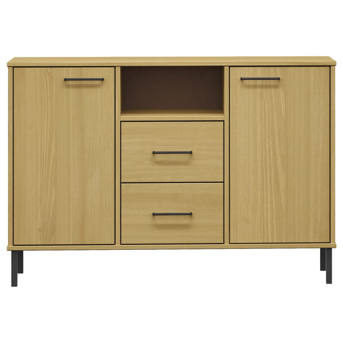 Credenza Gambe Metallo Marrone 113x40x77 cm Legno Massello OSLO 351018