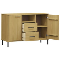 Credenza Gambe Metallo Marrone 113x40x77 cm Legno Massello OSLO 351018