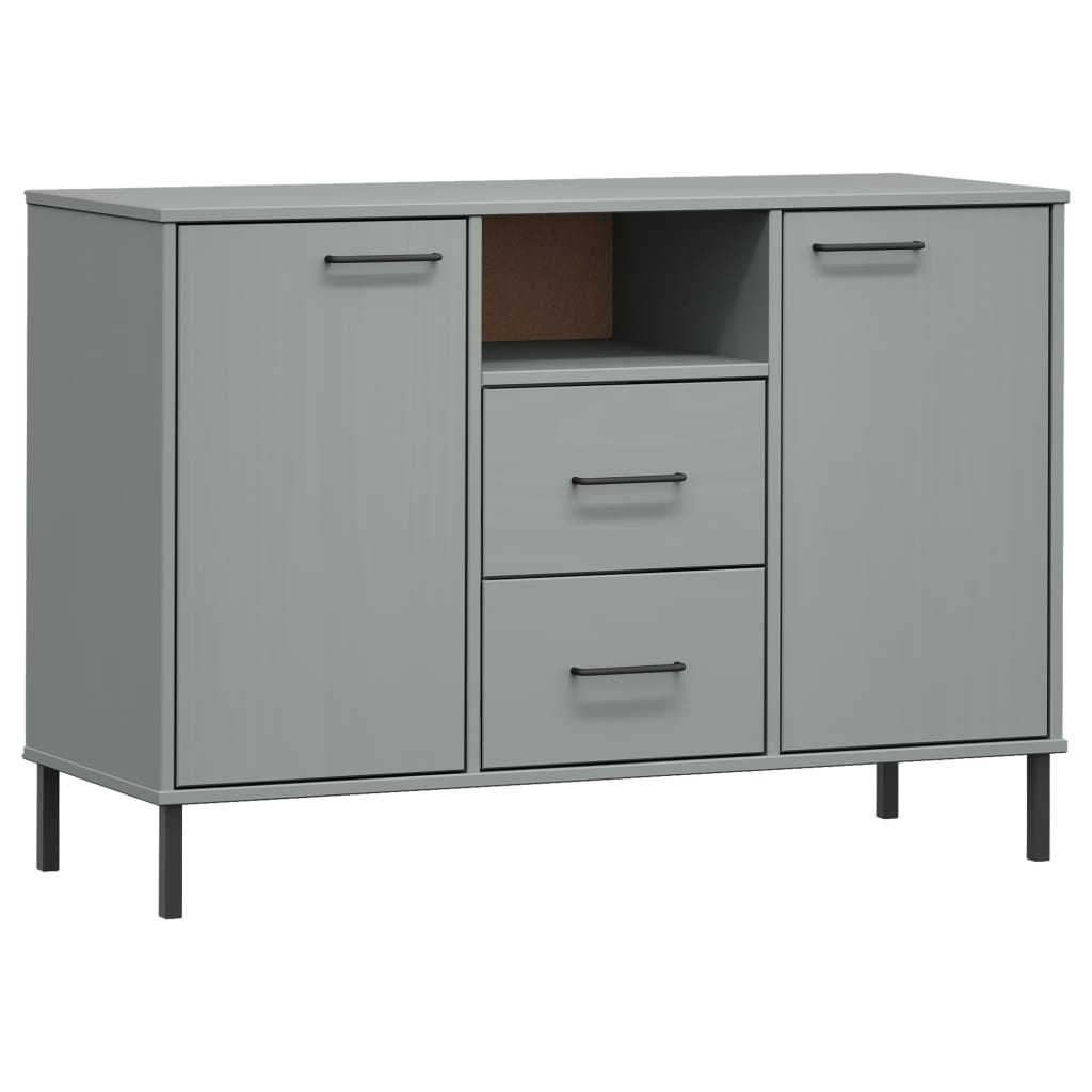 Credenza Gambe Metallo Grigio 113x40x77 cm Legno Massello OSLO 351019