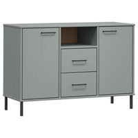 Credenza Gambe Metallo Grigio 113x40x77 cm Legno Massello OSLO 351019