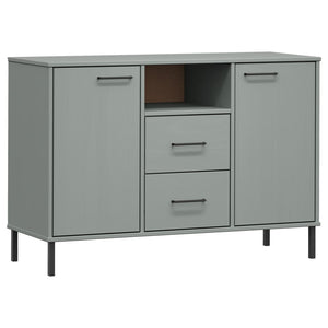 Credenza Gambe Metallo Grigio 113x40x77 cm Legno Massello OSLO 351019