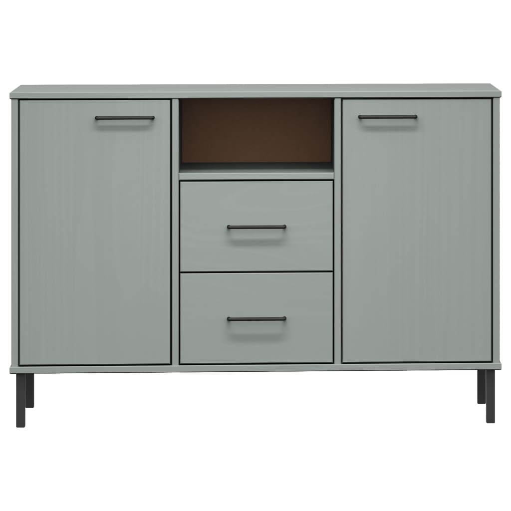 Credenza Gambe Metallo Grigio 113x40x77 cm Legno Massello OSLO 351019