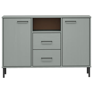 Credenza Gambe Metallo Grigio 113x40x77 cm Legno Massello OSLO 351019