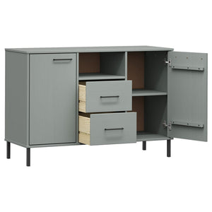 Credenza Gambe Metallo Grigio 113x40x77 cm Legno Massello OSLO 351019
