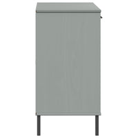 Credenza Gambe Metallo Grigio 113x40x77 cm Legno Massello OSLO 351019