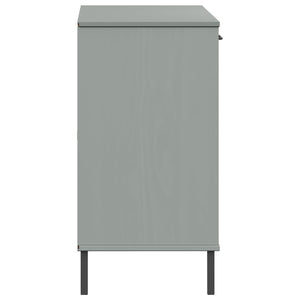 Credenza Gambe Metallo Grigio 113x40x77 cm Legno Massello OSLO 351019
