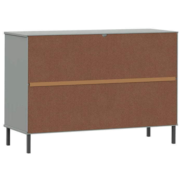 Credenza Gambe Metallo Grigio 113x40x77 cm Legno Massello OSLO 351019