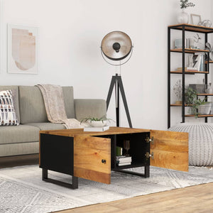 Tavolino da Soggiorno 80x50x40 cm Massello Mango e Multistrato cod mxl 27685