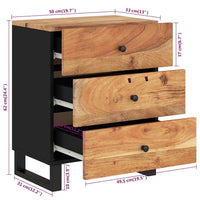 Comodino 50x33x62 cm Legno Massello Acacia e Legno Multistrato cod mxl 30396