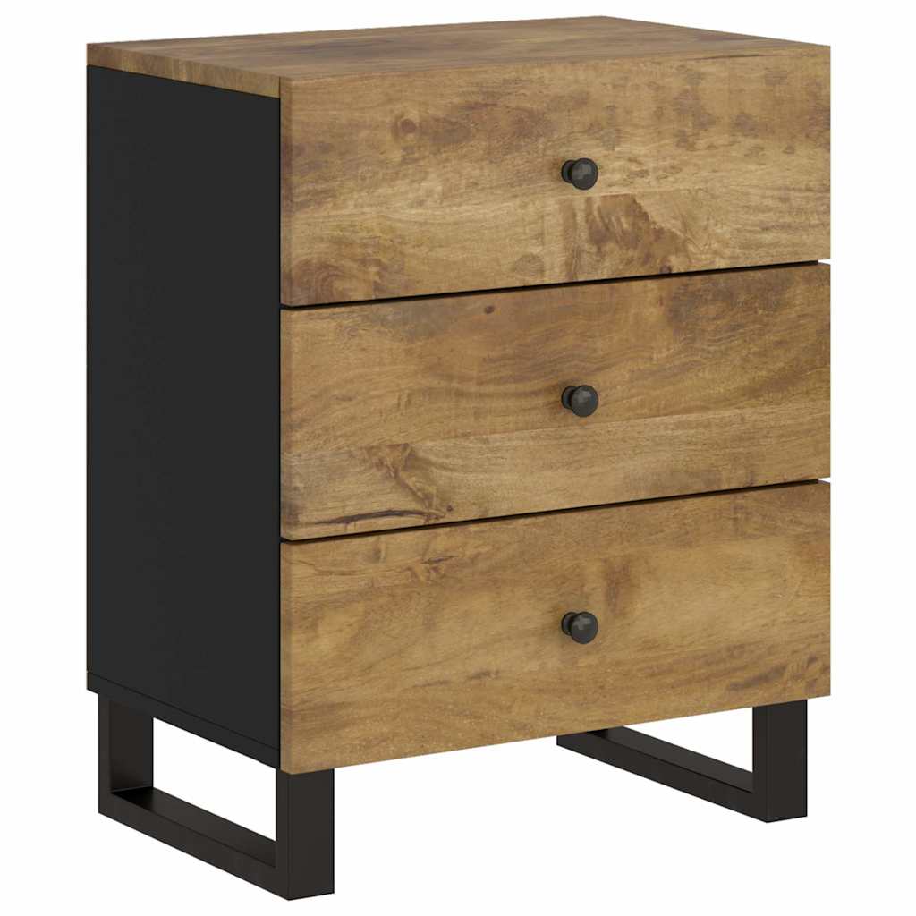 Comodino-Tavolino da notte 50x33x62cm Legno Massello di Mango e Legno Multistrato 436139