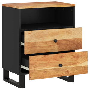 Comodino 50x33x62 cm Legno Massello Acacia e Legno Multistrato cod mxl 30286