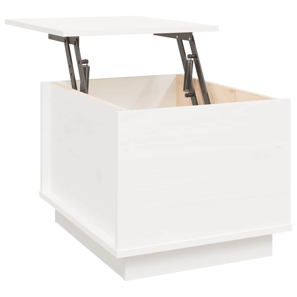 Tavolino da Salotto Bianco 40x50x35 cm Legno Massello di Pino cod mxl 19298