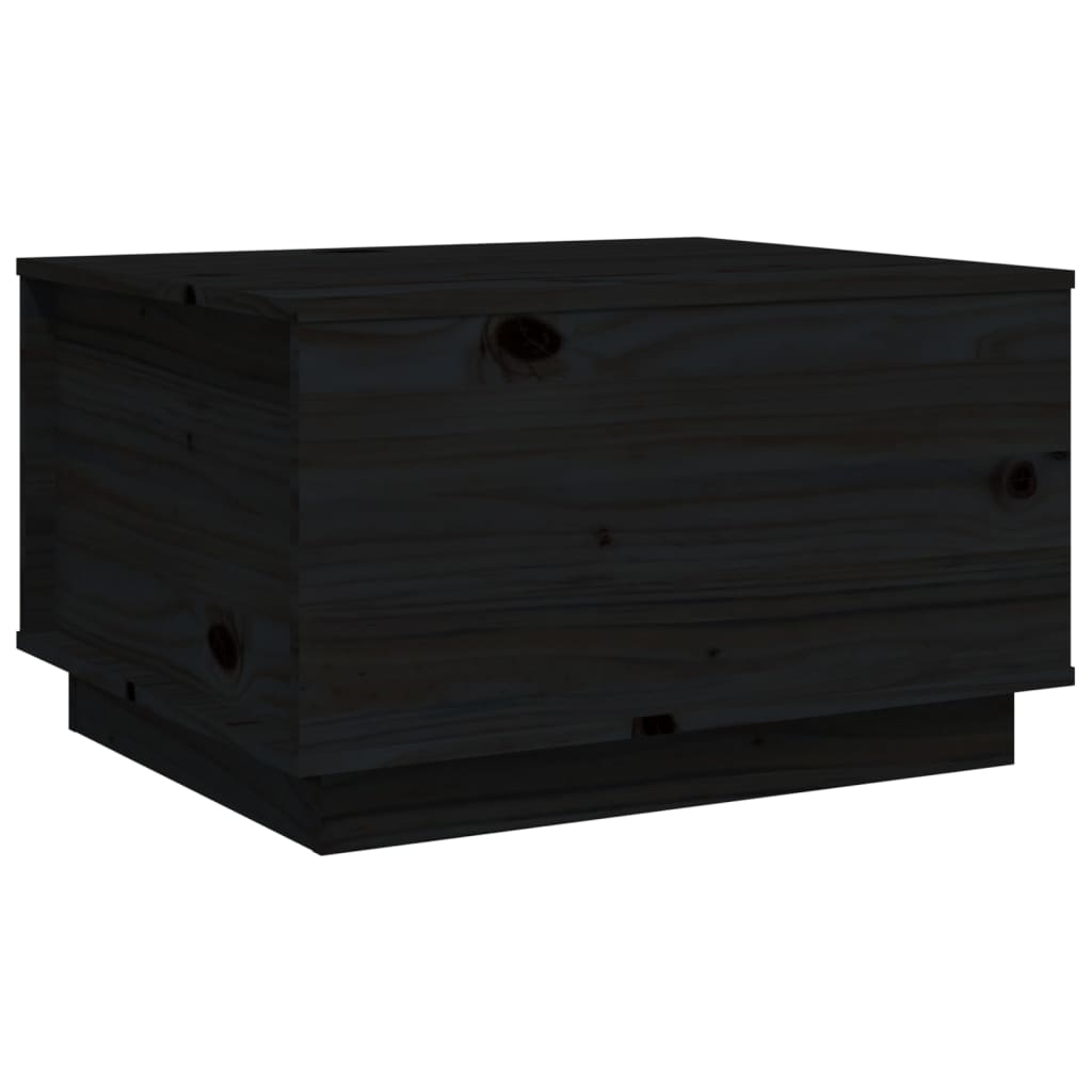 Tavolino da Salotto Nero 60x50x35 cm in Legno Massello di Pino