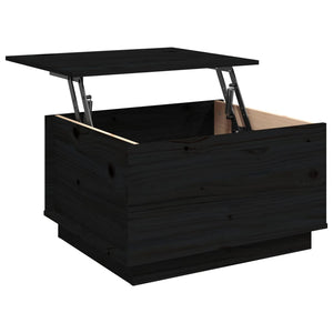 Tavolino da Salotto Nero 60x50x35 cm in Legno Massello di Pino 813419